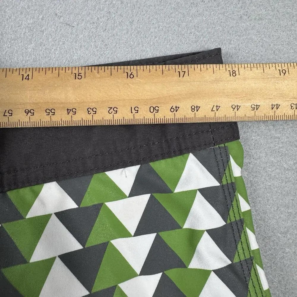 Jedidiah Men’s Board Shorts Size 34 Green Gray Triangle Surf Swim USA